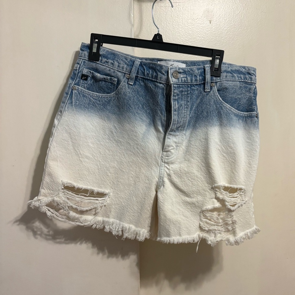 KanCan Blue and White Ombre Jean Shorts